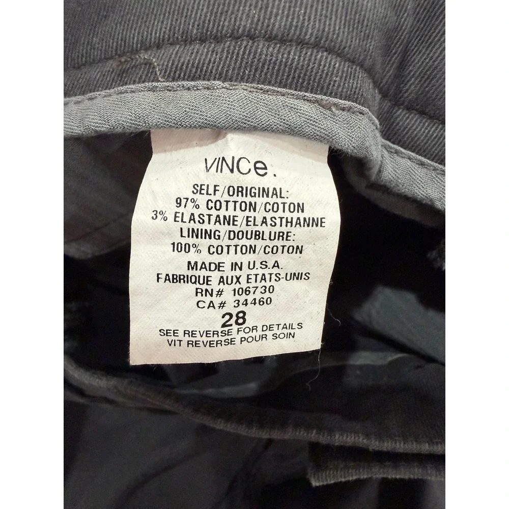 Vince Mens Slim Fit 5-Pocket Pants Black Stretch Cotton Twill Size 28 M0617-2084